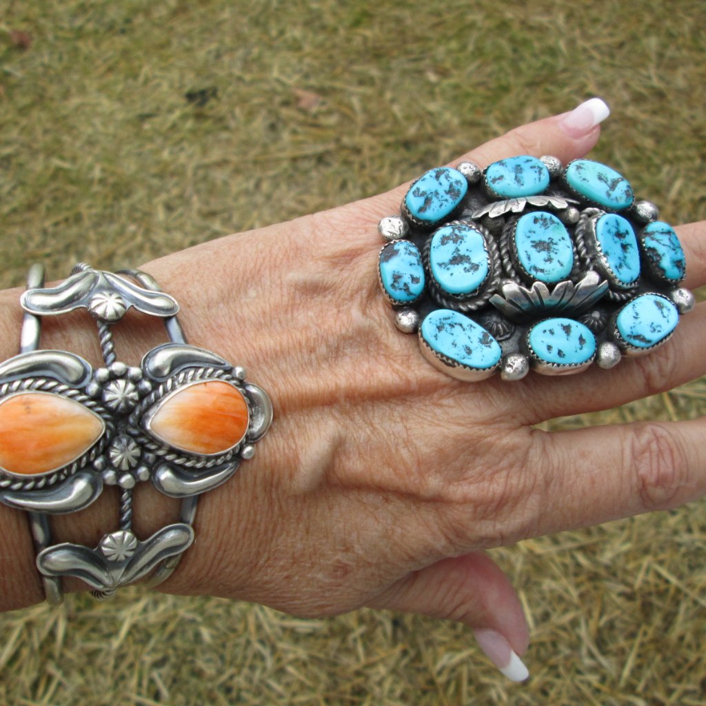 Early Old Navajo Sterling Silver & Genuine Sleeping Beauty Turquoise Ring